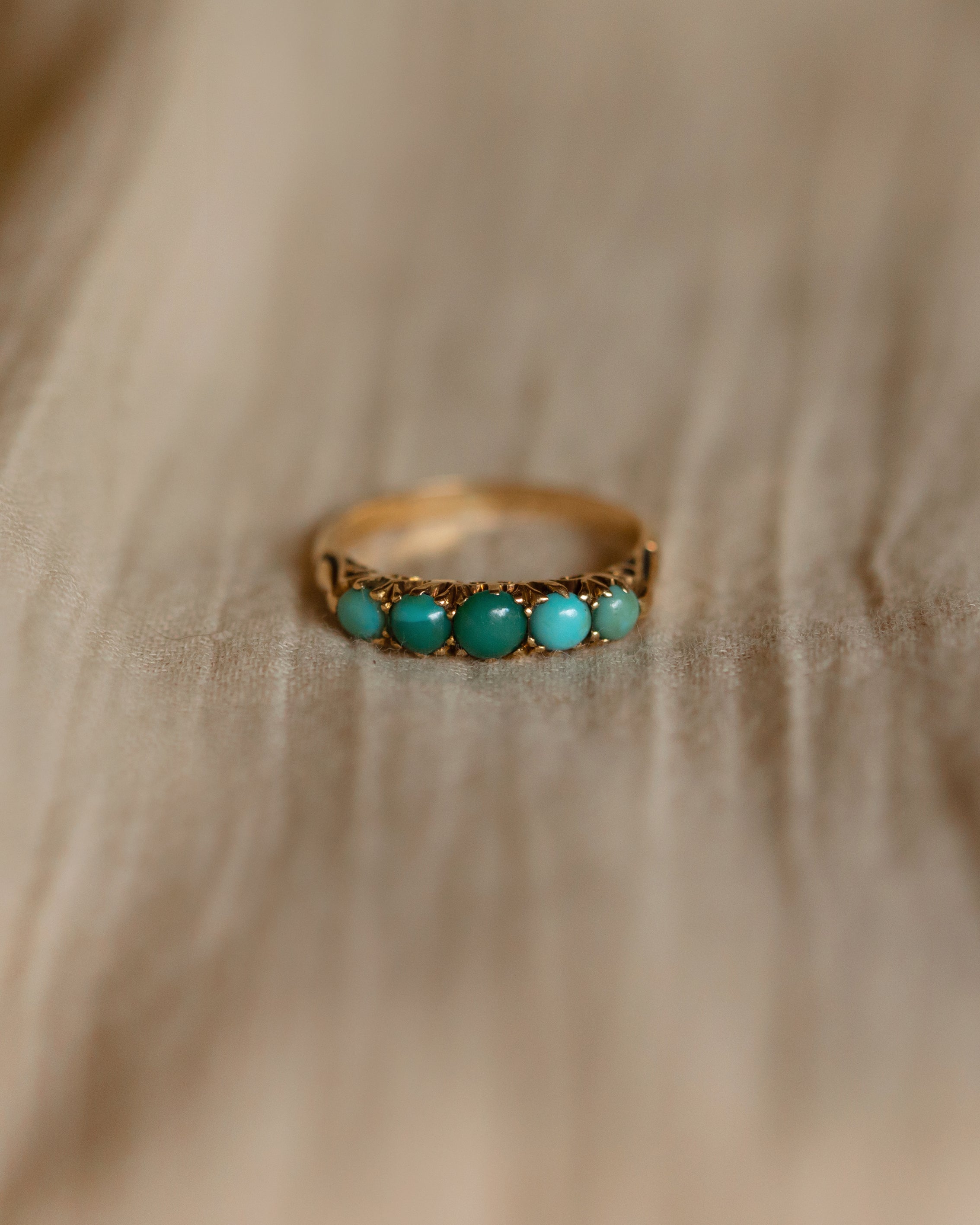 Image of Bridget Antique 18ct Gold Turquoise Five Stone Ring
