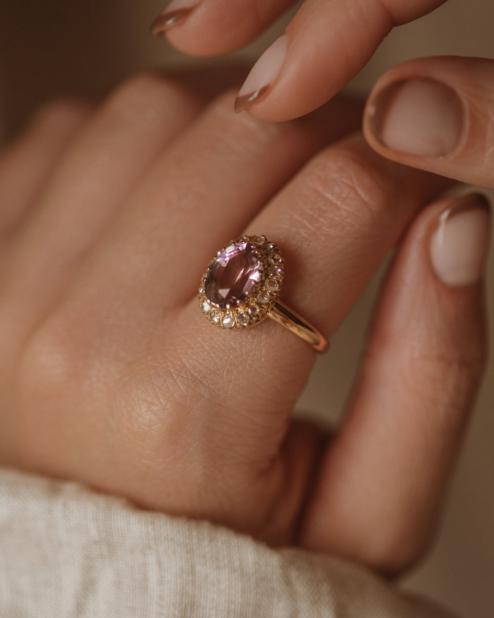 Sylvia Antique 18ct Gold Amethyst & Diamond Cluster Ring