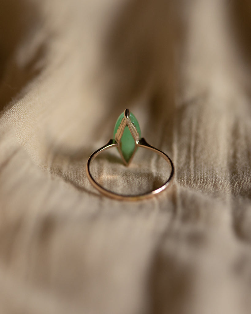 Edie Vintage 9ct Gold Jade Navette Ring