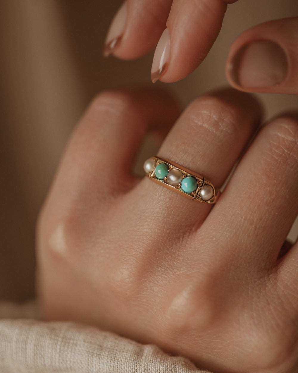Alexandra 1879 Victorian 18ct Gold Turquoise & Pearl Ring