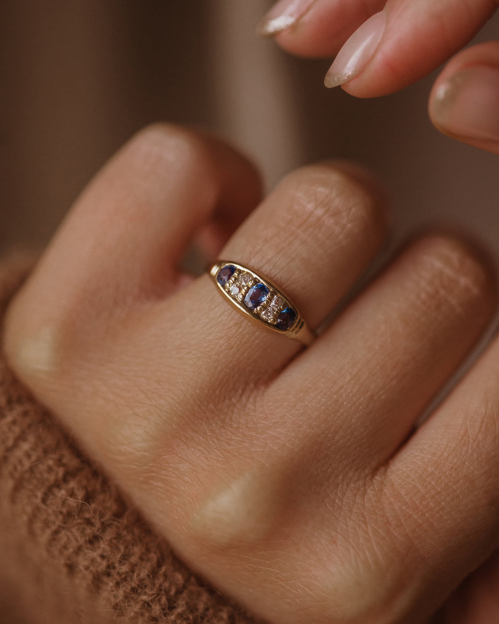 Charlotte Antique 18ct Gold Sapphire & Diamond Ring