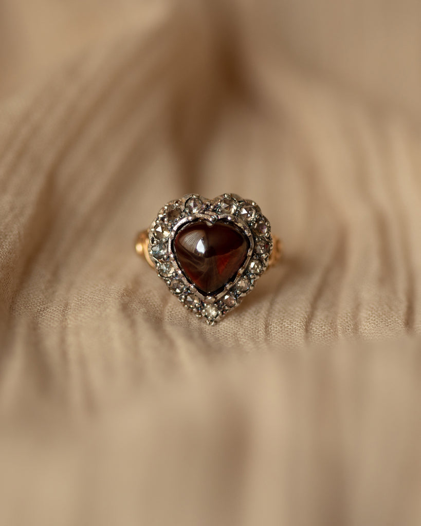 Virginia Antique 18ct Gold Garnet & Diamond Heart Ring