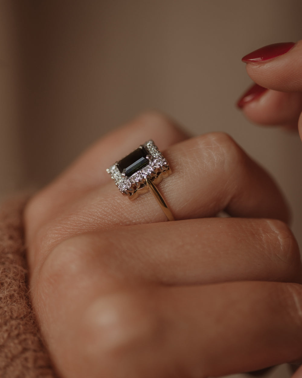 Aubrey 1984 Vintage 18ct Gold Tourmaline & Diamond Cluster Ring