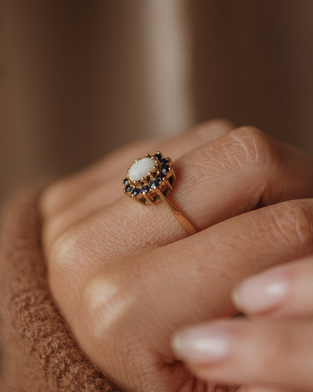Maude Vintage 18ct Gold Opal & Sapphire Cluster Ring