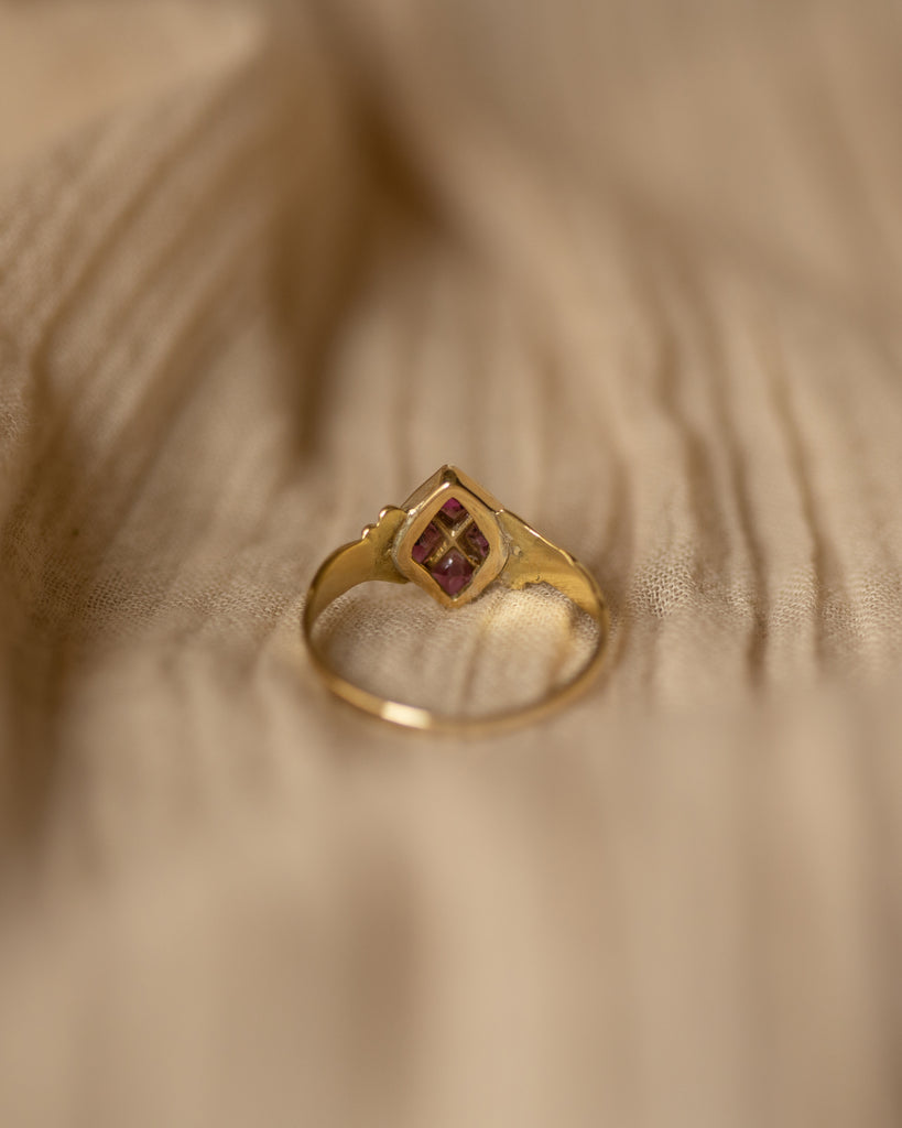 Augustina Antique 18ct Gold Almandine Garnet Lozenge Ring