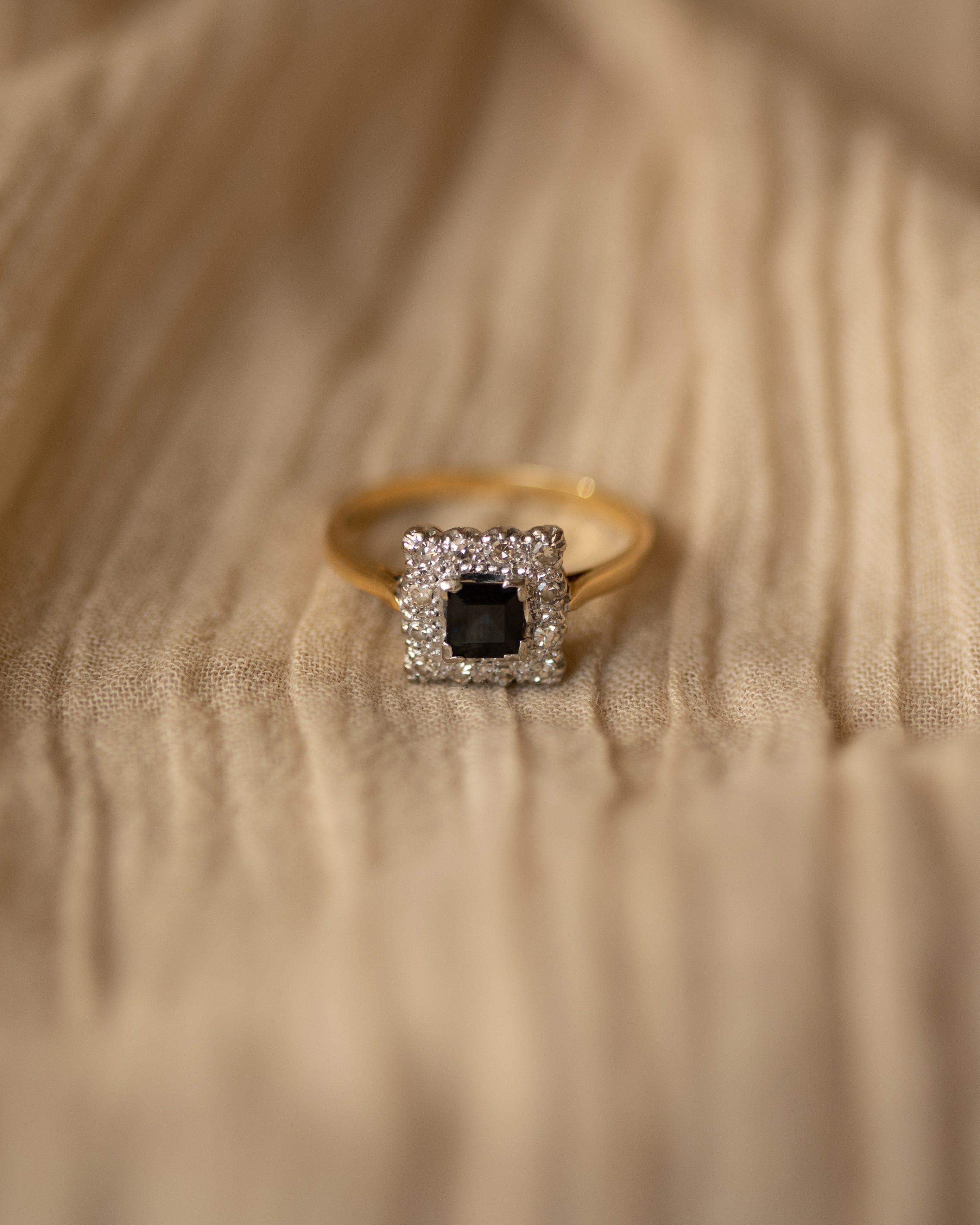Image of Brigitte 1966 Vintage 18ct Gold Sapphire & Diamond Cluster Ring