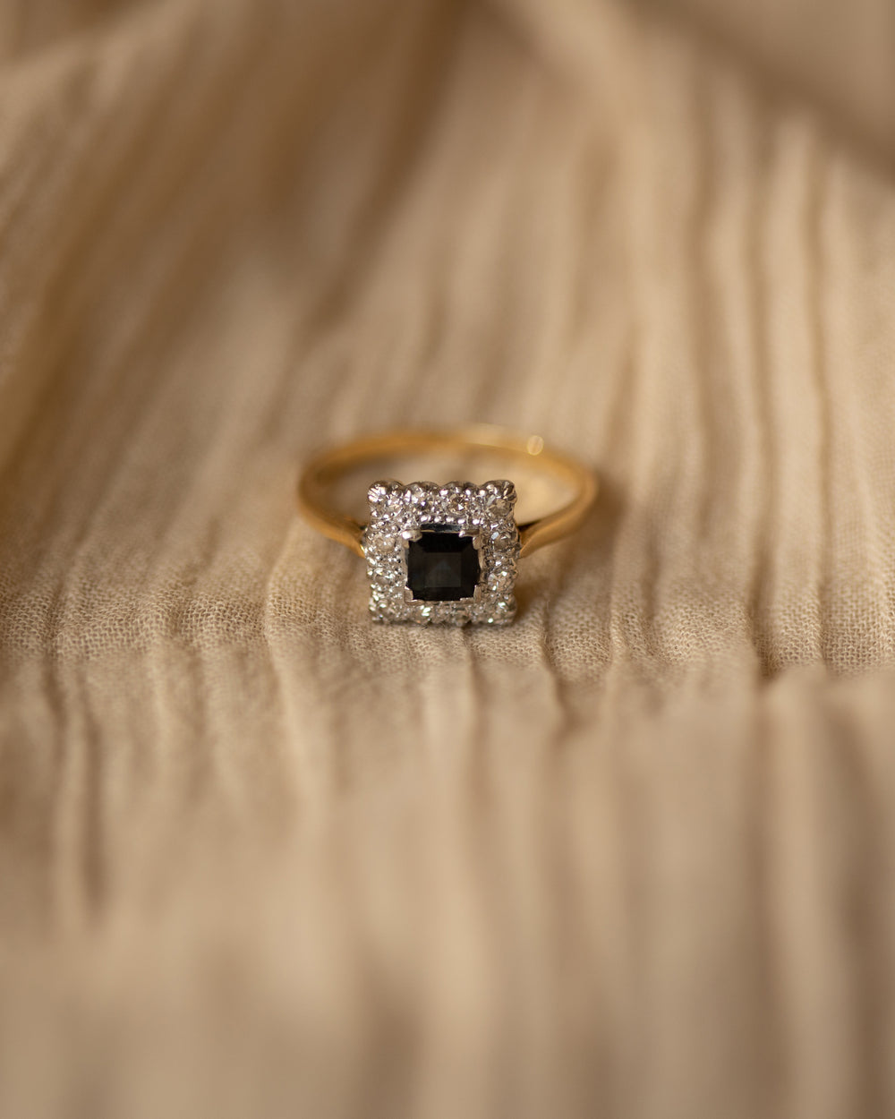 Brigitte 1966 Vintage 18ct Gold Sapphire & Diamond Cluster Ring