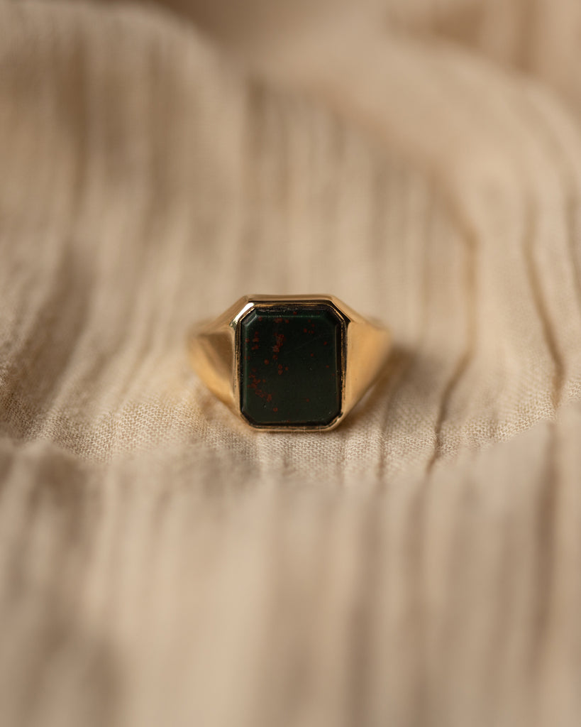 Veronica 1973 Vintage 9ct Gold Bloodstone Signet Ring
