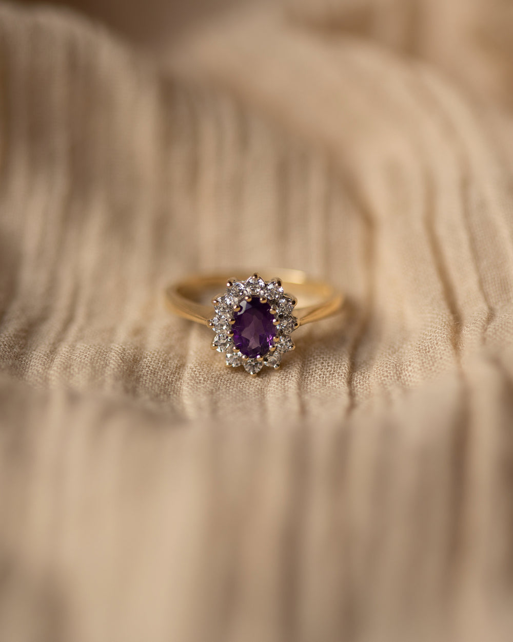 Effie Vintage 9ct Gold Paste & CZ Cluster Ring