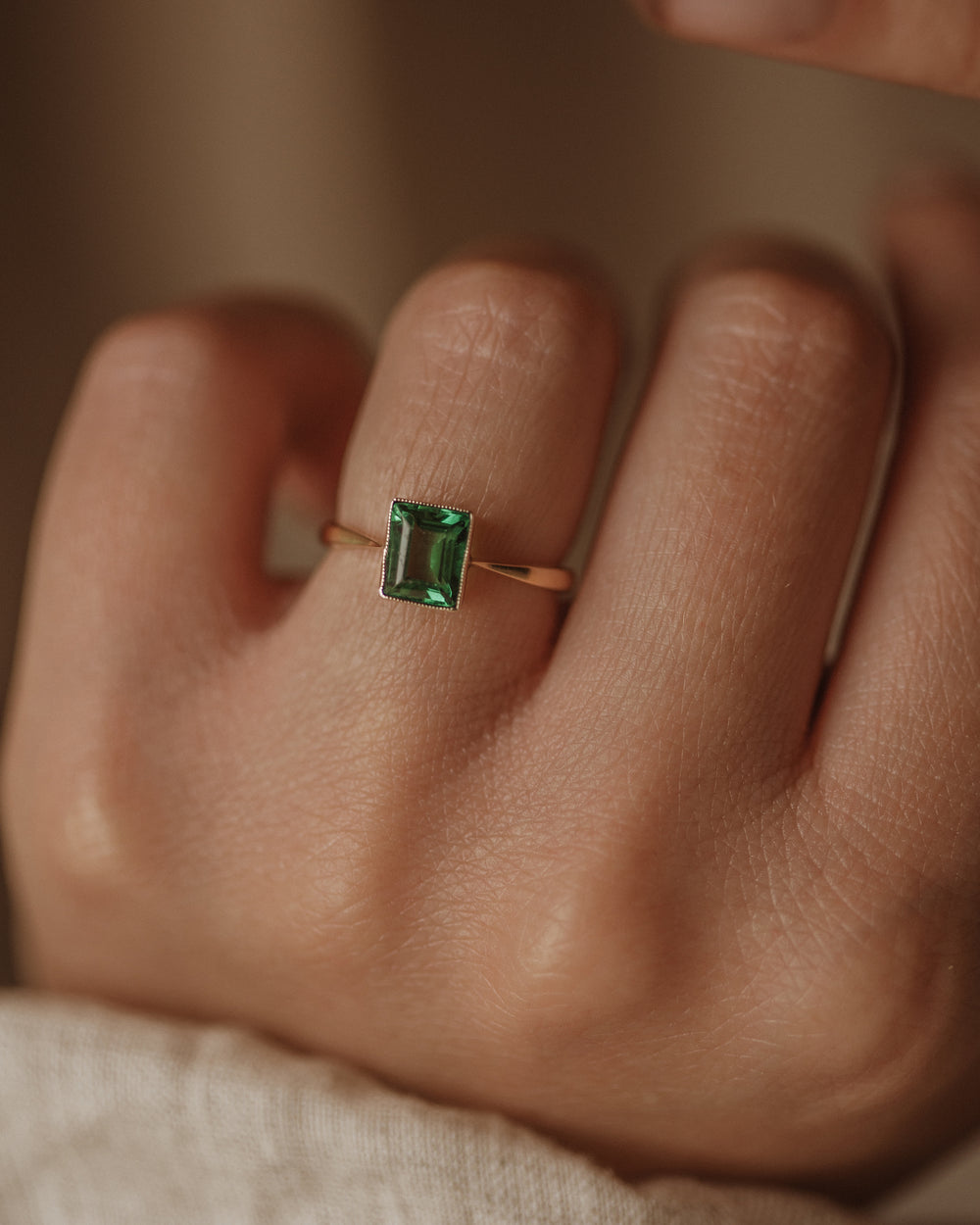 Nina Vintage Art Deco 9ct Gold Paste Solitaire Ring