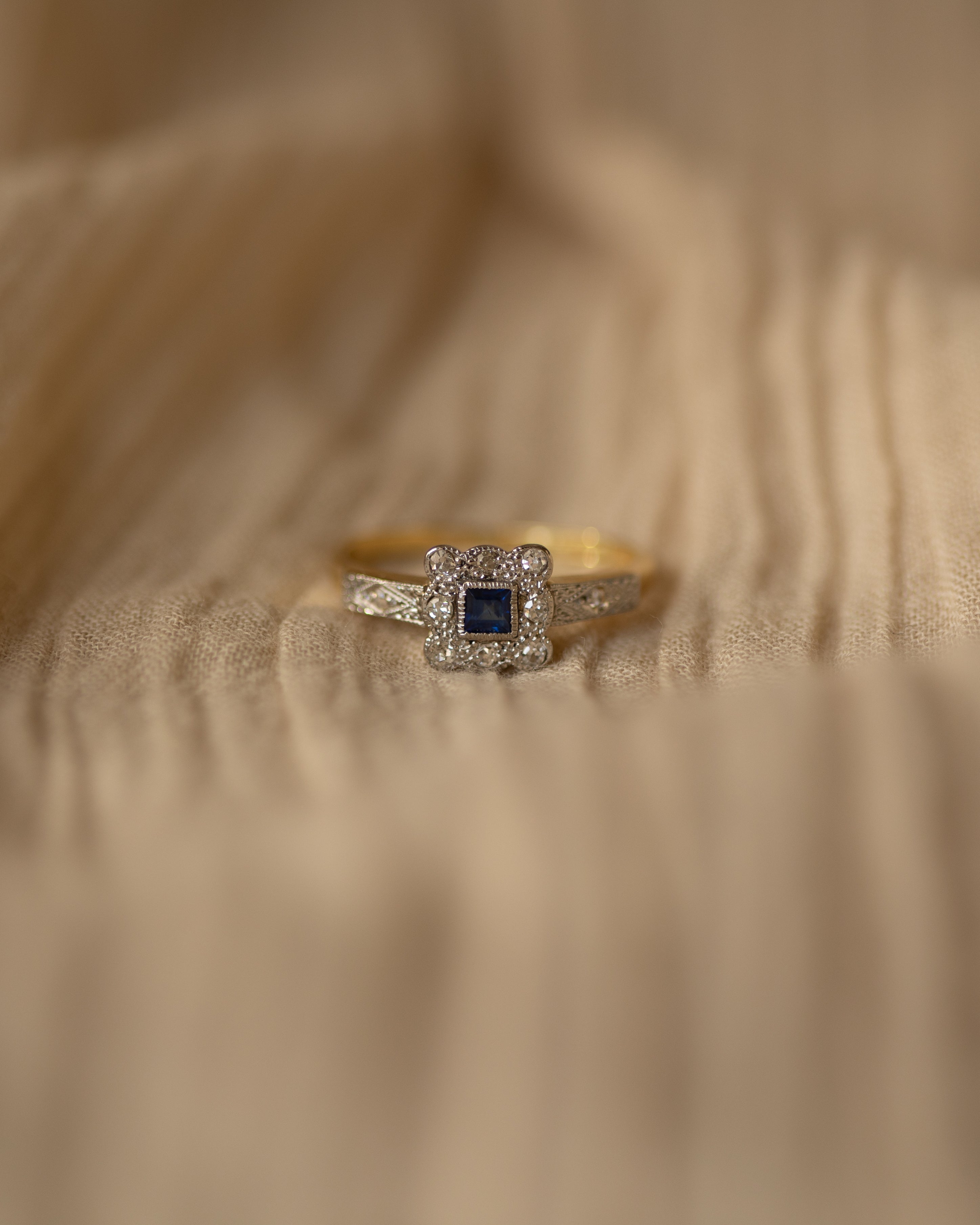 Agnes Antique Art Deco 18ct Gold Sapphire & Diamond Ring