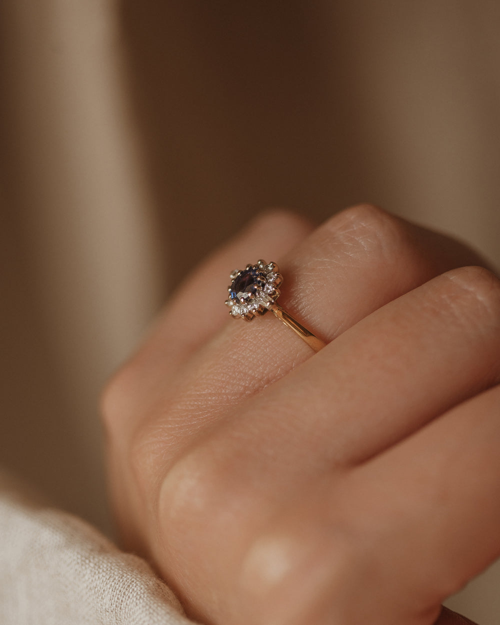 Ottilie Vintage 18ct Gold Sapphire & Diamond Cluster Ring