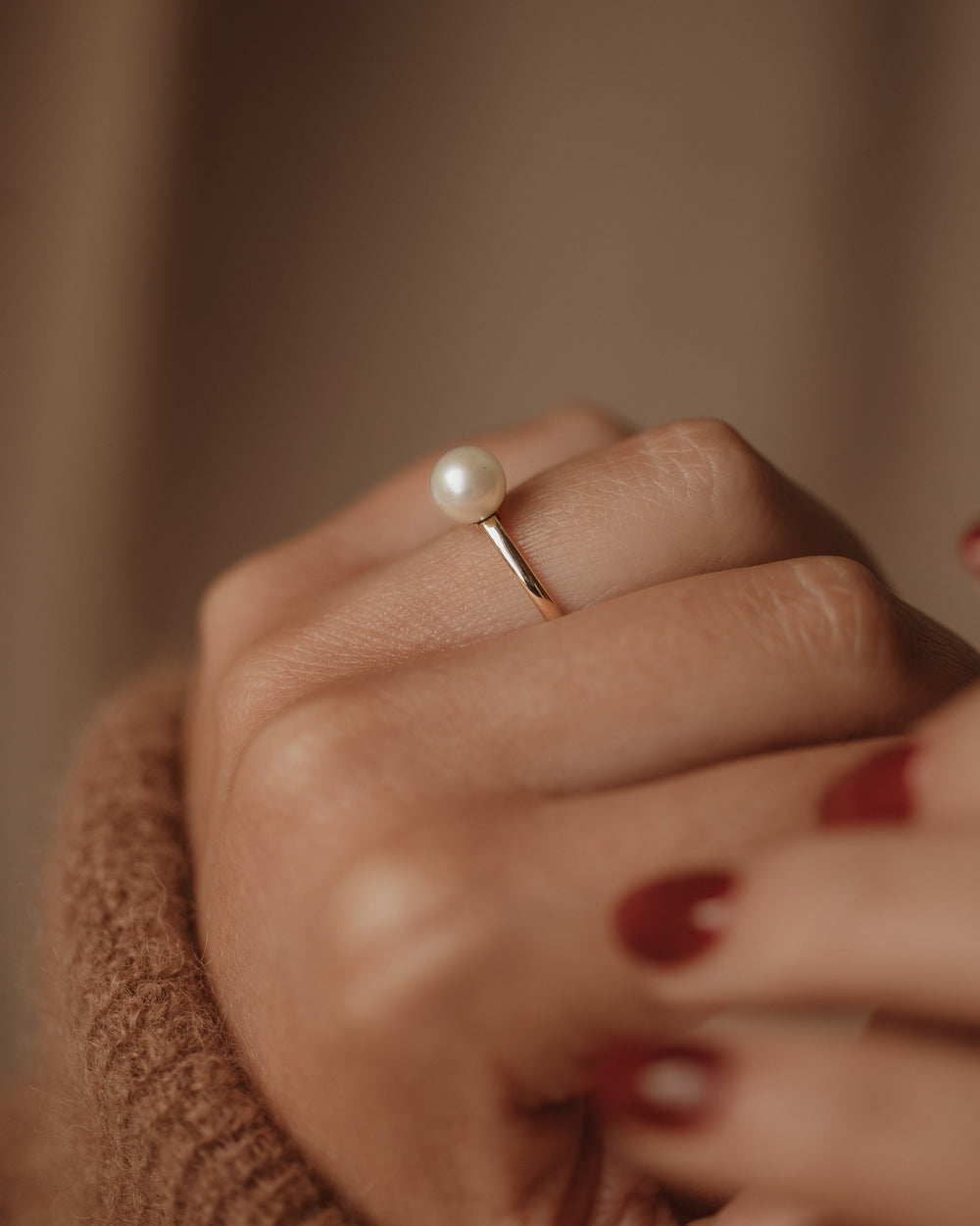 Dorothea Vintage 14ct Gold Pearl Solitaire Ring