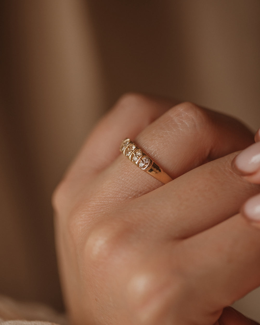 Emmy Vintage 18ct Gold Diamond Two-Row Ring