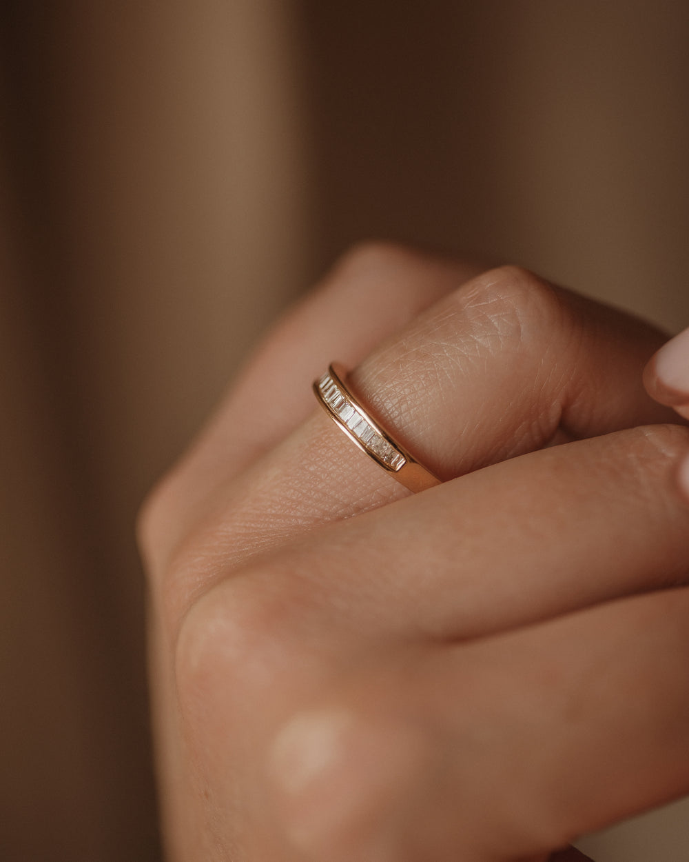 Phoebe 1965 Vintage 18ct Gold Baguette Cut Diamond Half Eternity Ring