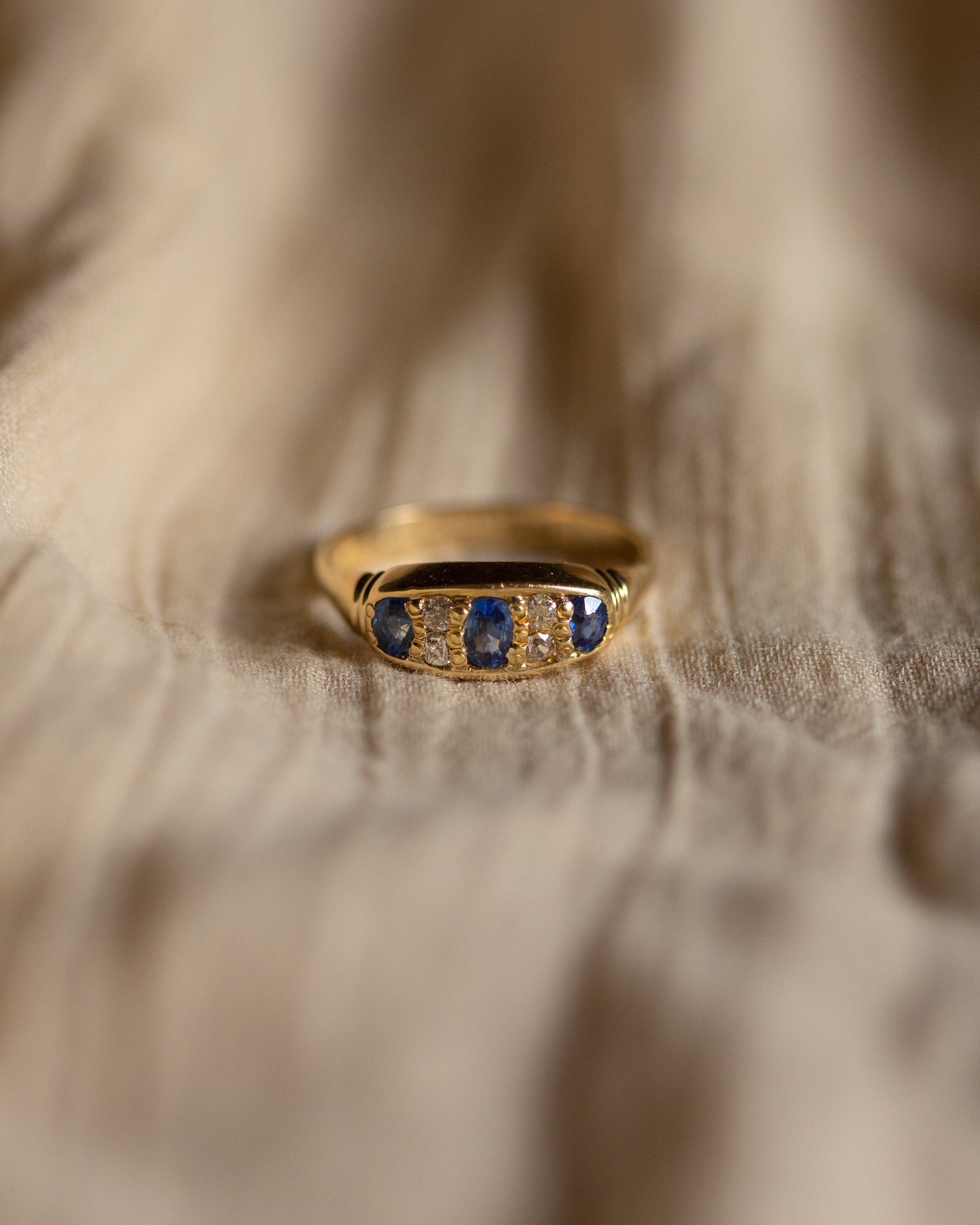 Image of Charlotte Antique 18ct Gold Sapphire & Diamond Ring