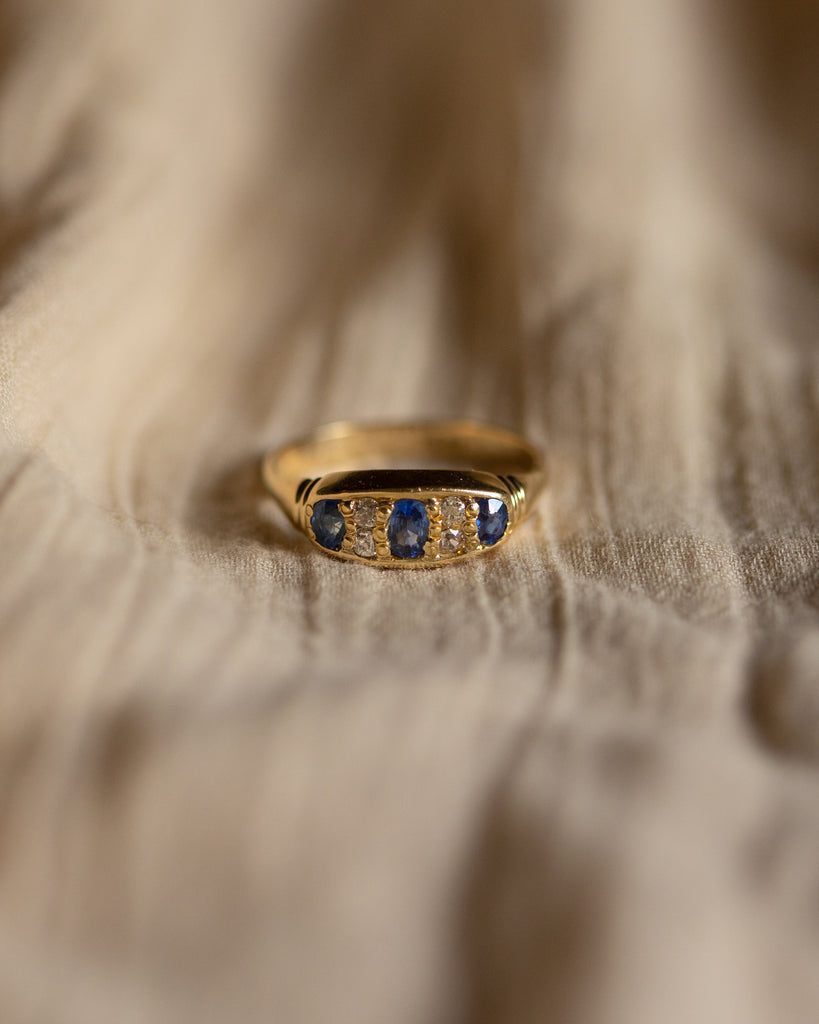 Charlotte Antique 18ct Gold Sapphire & Diamond Ring