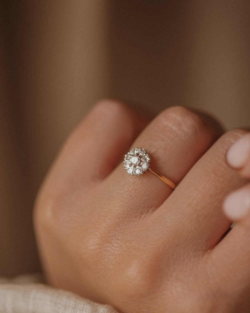 Jessica Vintage 18ct Gold Diamond Daisy Cluster Ring