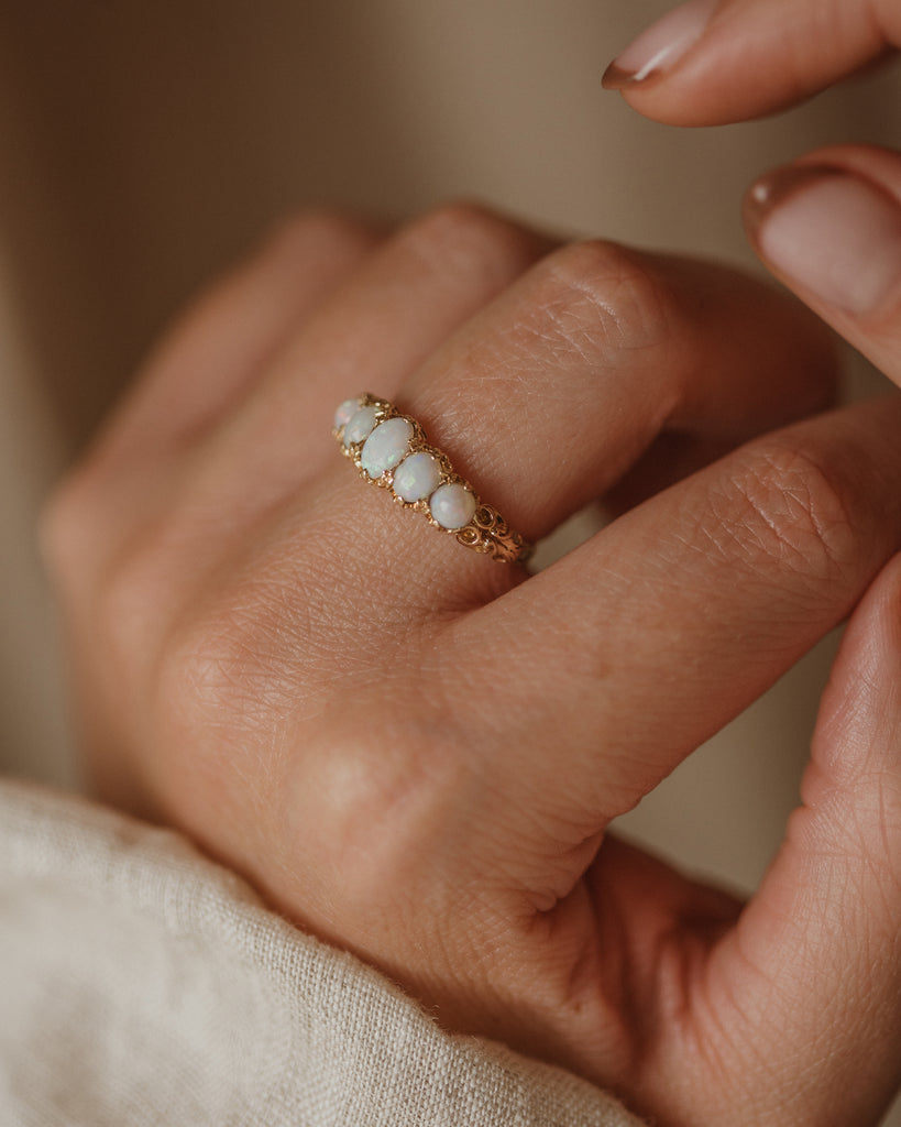 Georgette Vintage 9ct Gold Five Stone Opal Ring