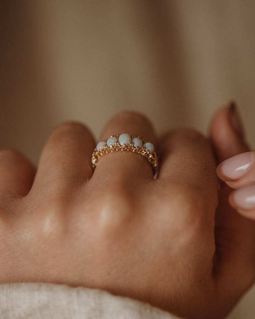Georgette Vintage 9ct Gold Five Stone Opal Ring