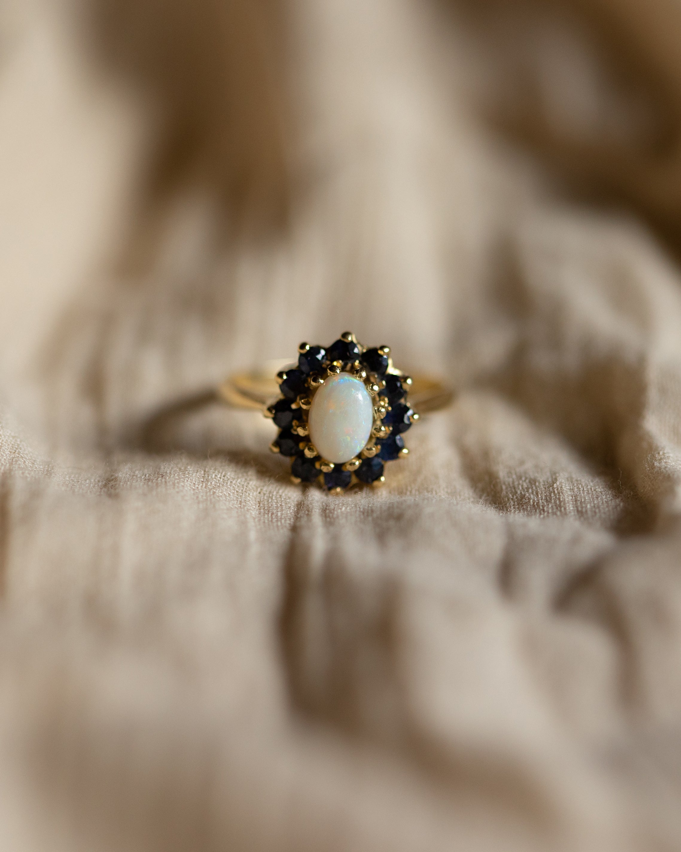 Maude Vintage 18ct Gold Opal & Sapphire Cluster Ring