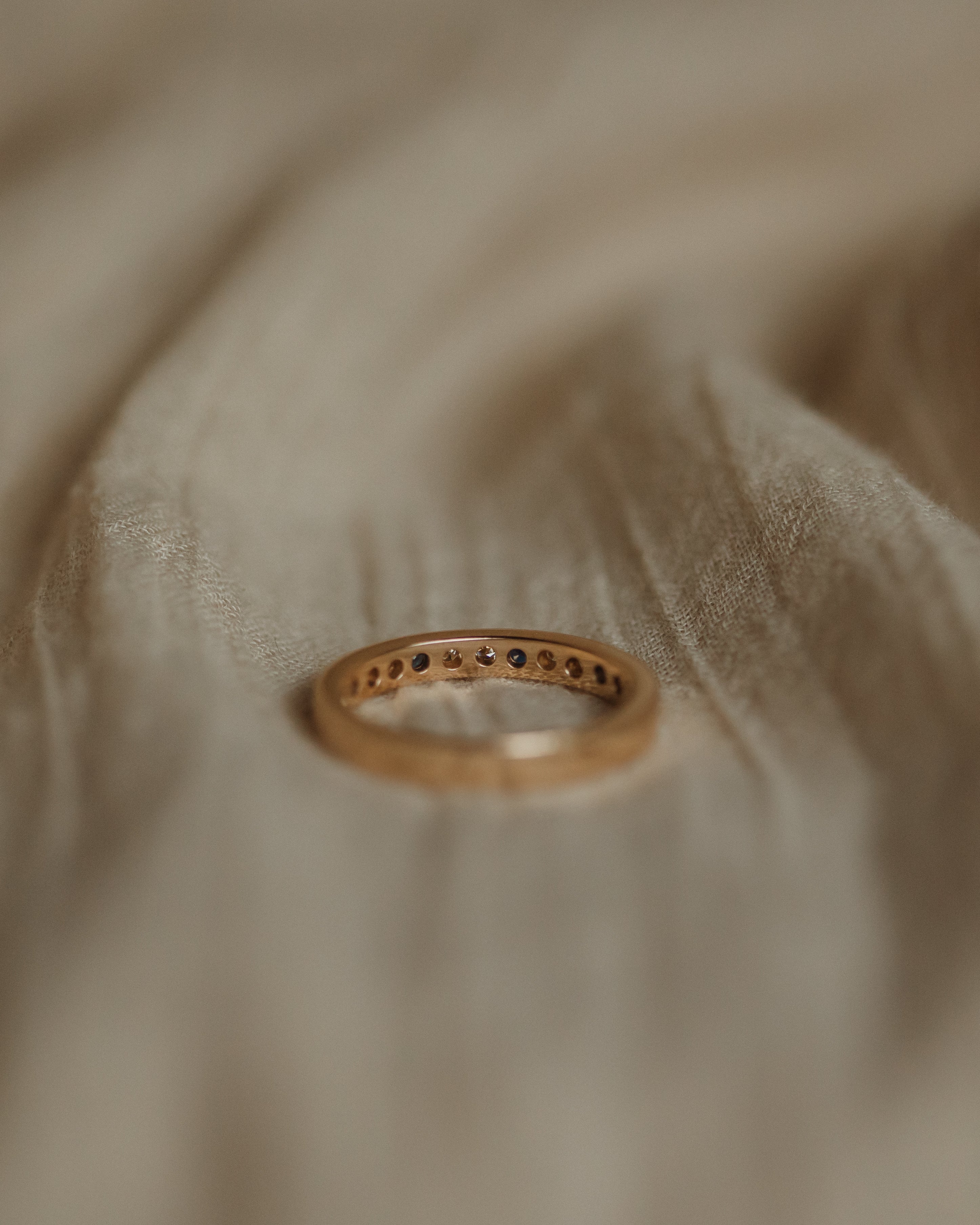 Gwyneth Vintage 14ct Gold Sapphire & Diamond Half Eternity Ring