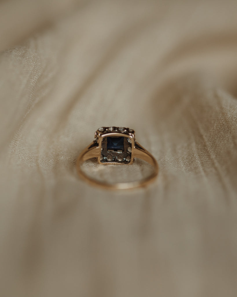 Audra Vintage 9ct Gold Square Sapphire Cluster Ring