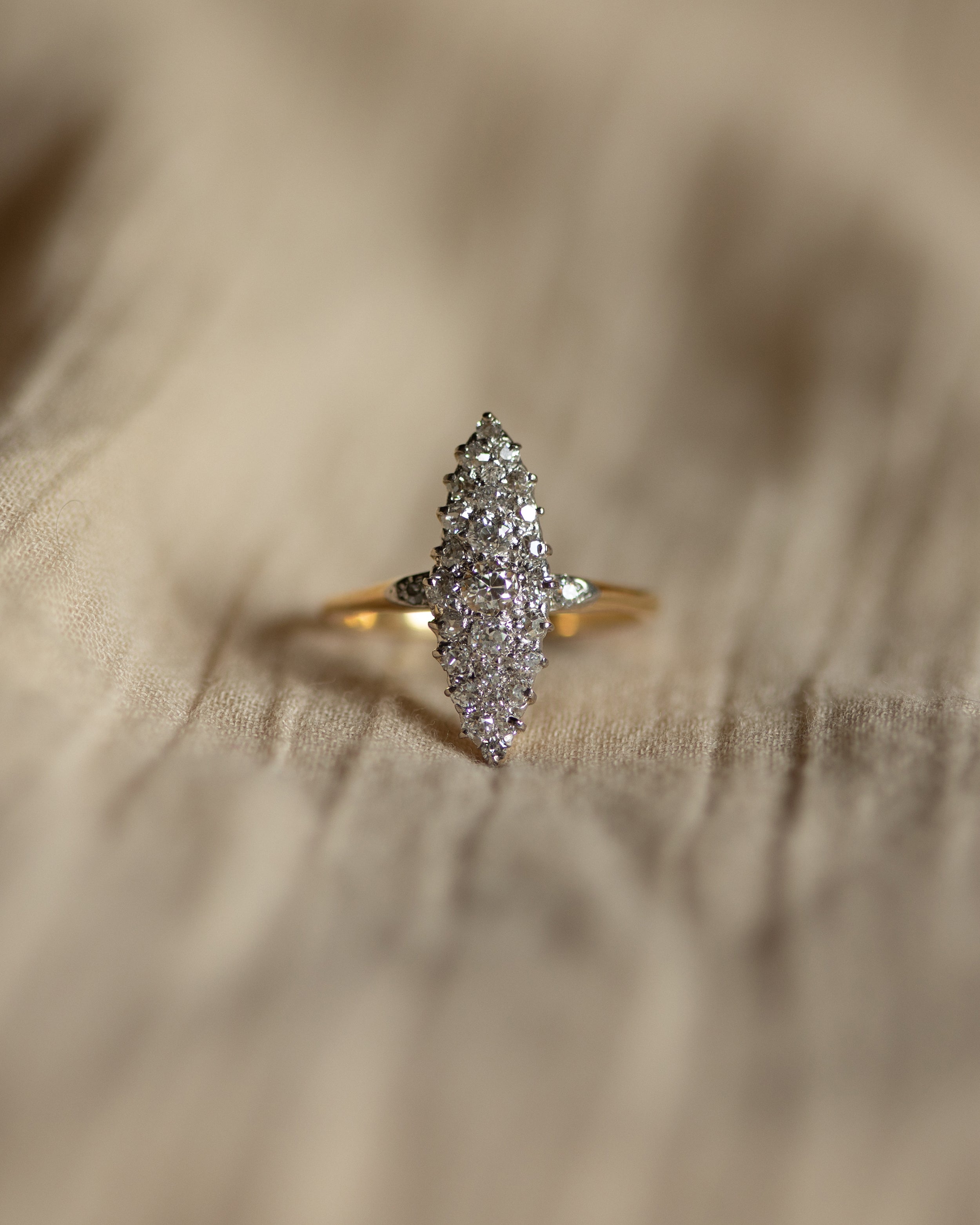 Celeste Antique 18ct Gold Diamond Marquise Ring
