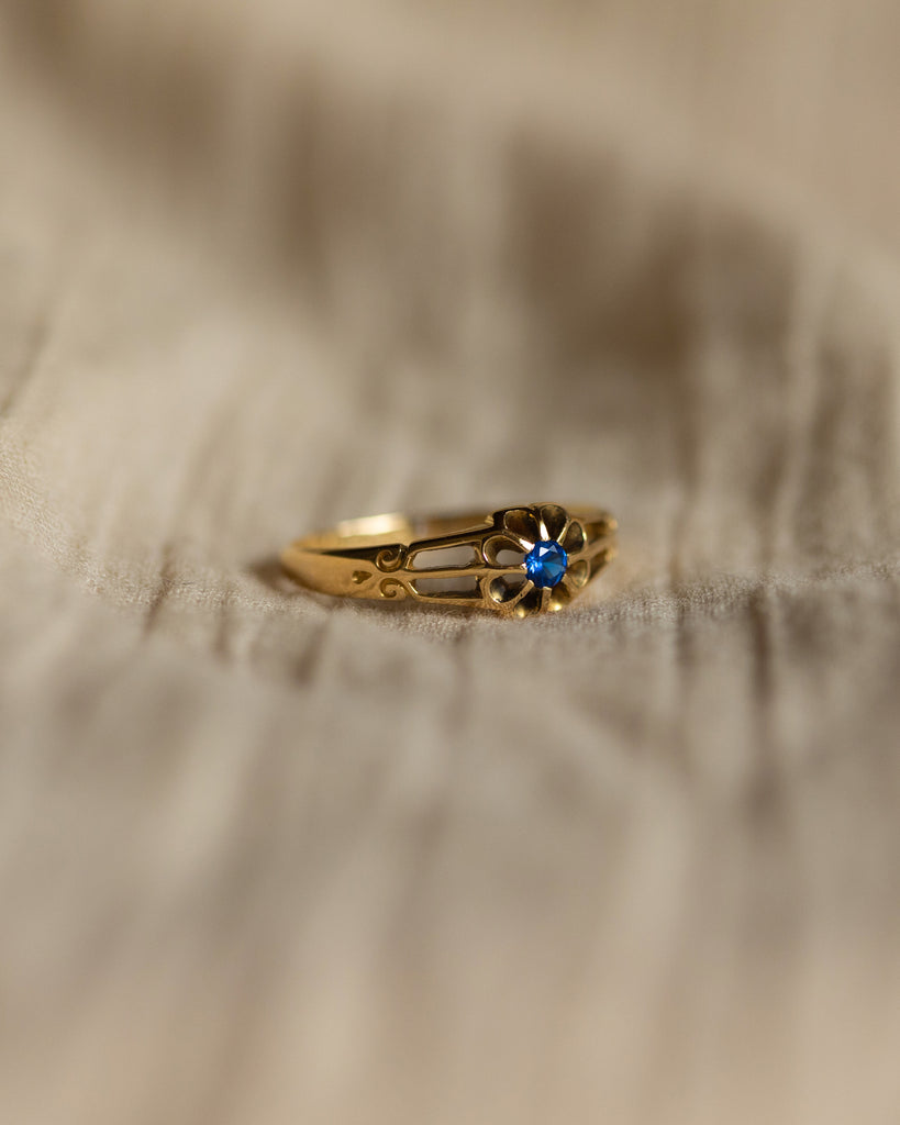 Lottie 1910 Antique 18ct Gold Blue Paste Solitaire Ring