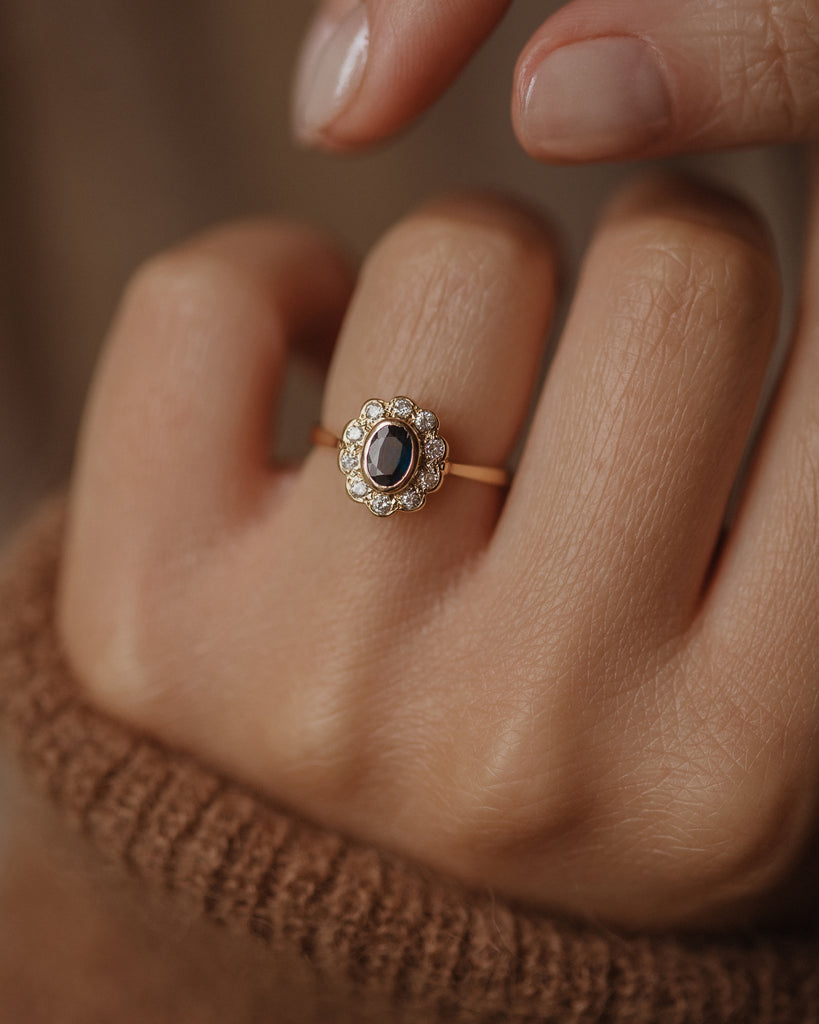 Dorothea 1985 Vintage 18ct Gold Sapphire & Diamond Cluster Ring