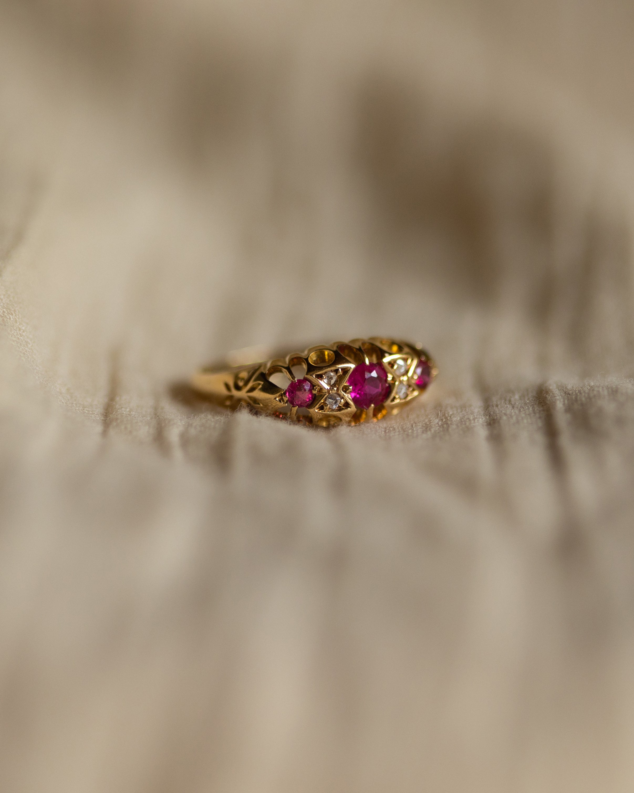 Charlotte 1911 Antique 18ct Gold Ruby & Diamond Ring