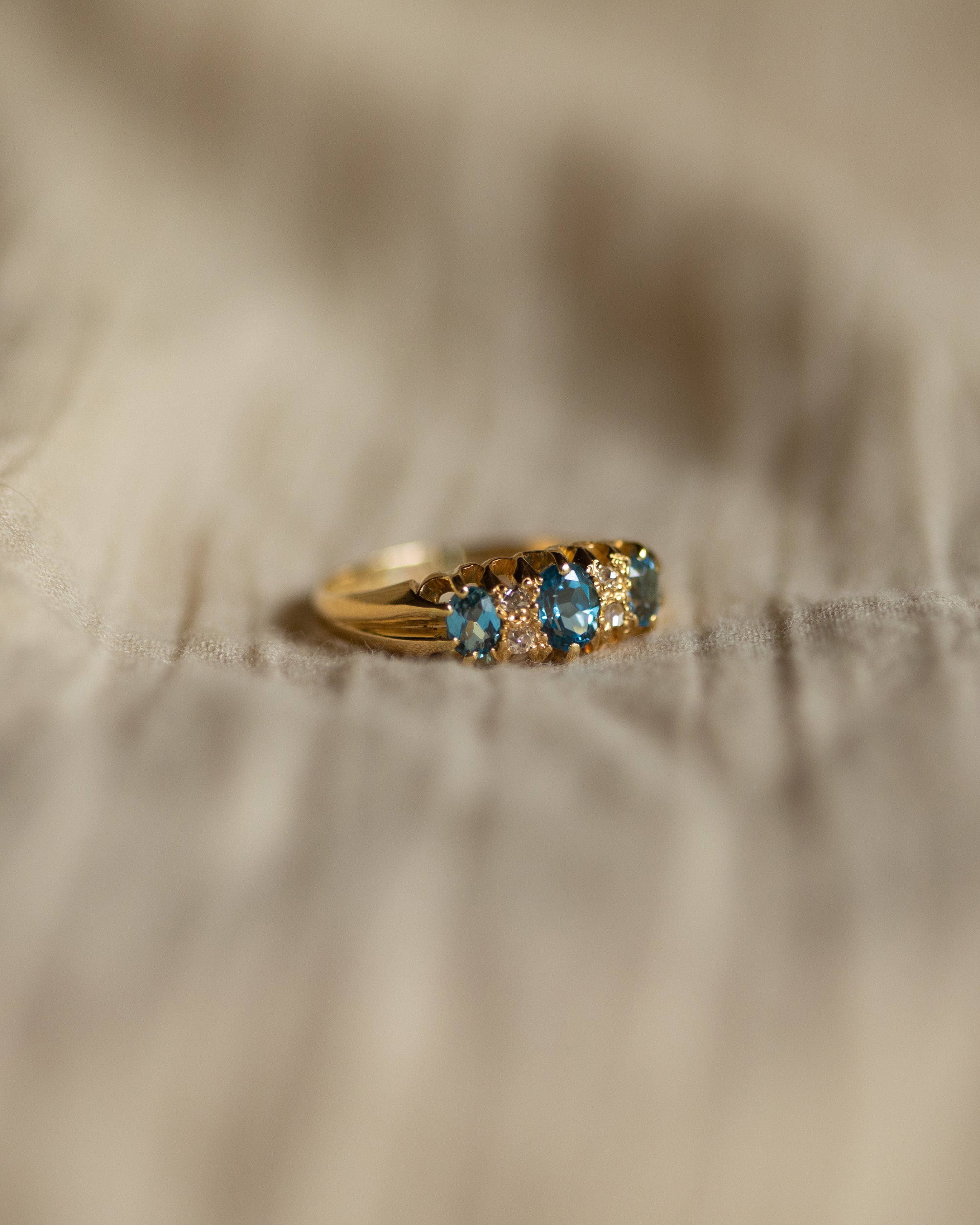 Miriam 1910 Antique 18ct Gold Topaz & Diamond Ring