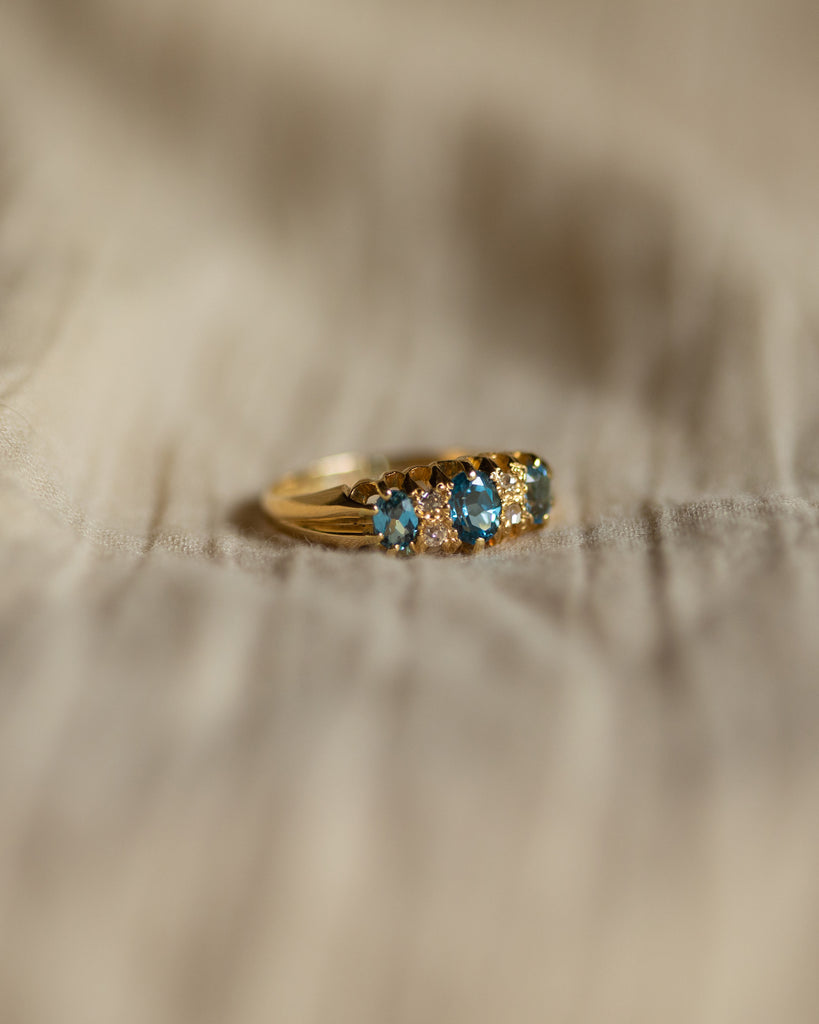 Miriam 1910 Antique 18ct Gold Topaz & Diamond Ring