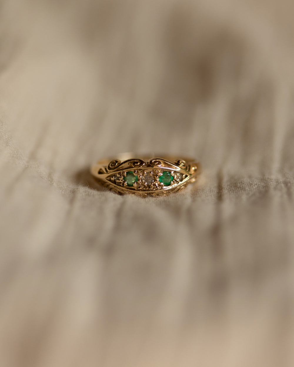 Hazel 1979 Vintage 9ct Gold Emerald & Diamond Ring