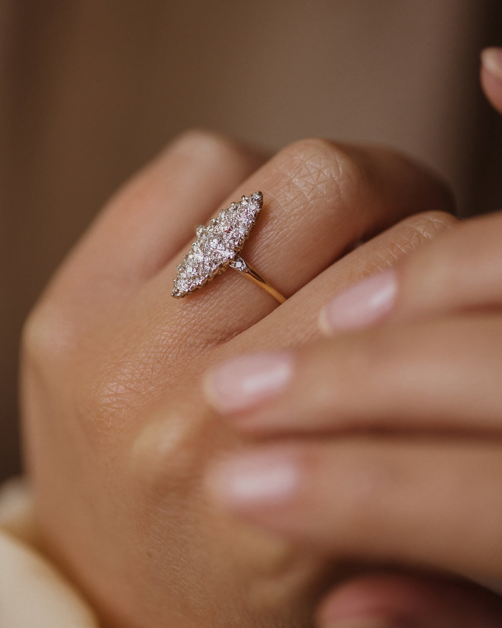 Celeste Antique 18ct Gold Diamond Marquise Ring