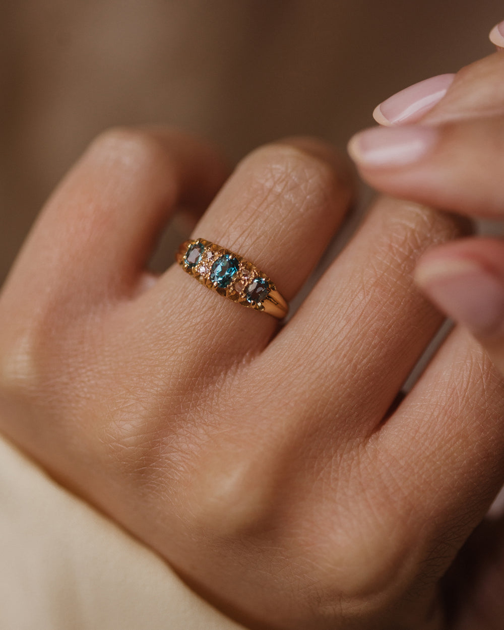 Miriam 1910 Antique 18ct Gold Topaz & Diamond Ring
