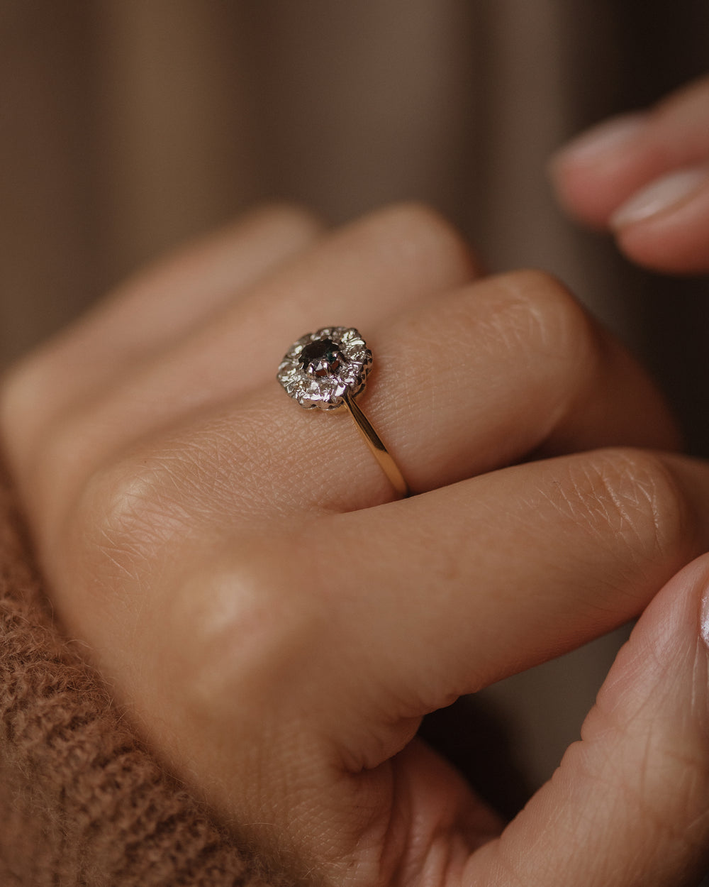 Marie 1967 Vintage 18ct Gold Sapphire & Diamond Cluster Ring