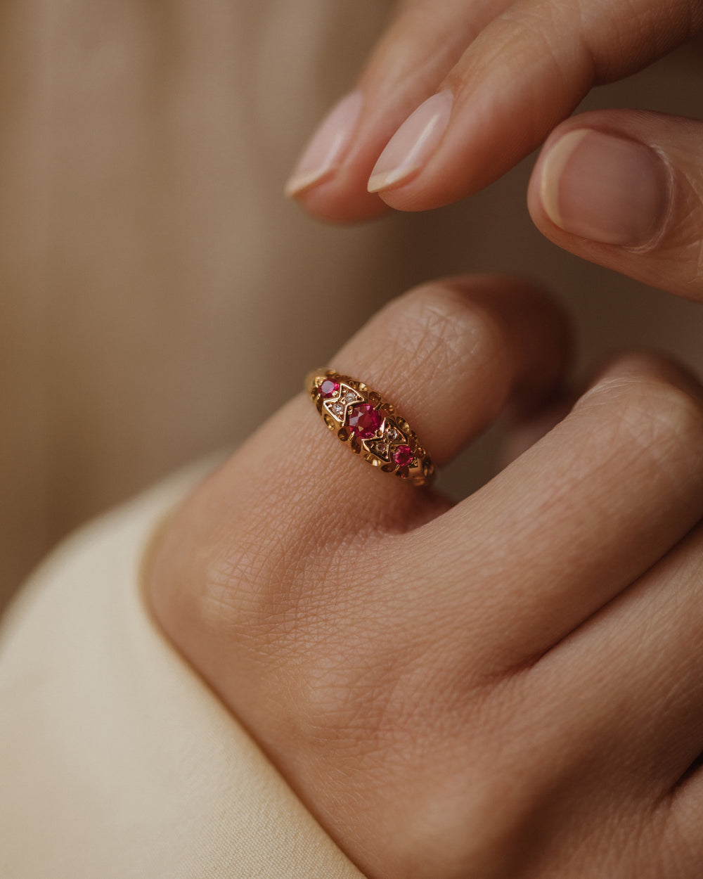 Charlotte 1911 Antique 18ct Gold Ruby & Diamond Ring