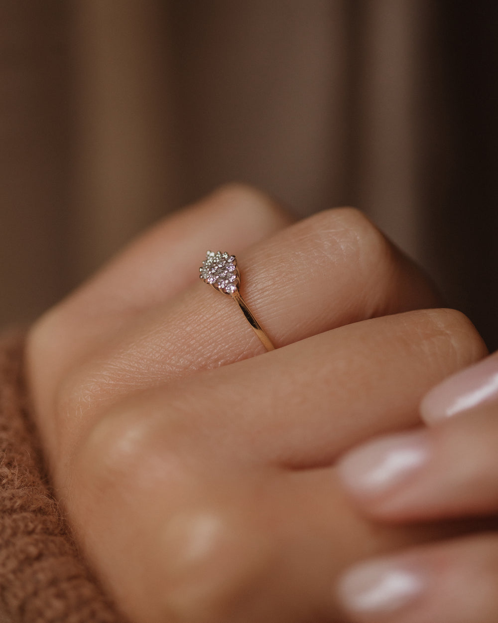 Nettie 1989 Vintage 9ct Gold Diamond Cluster Ring