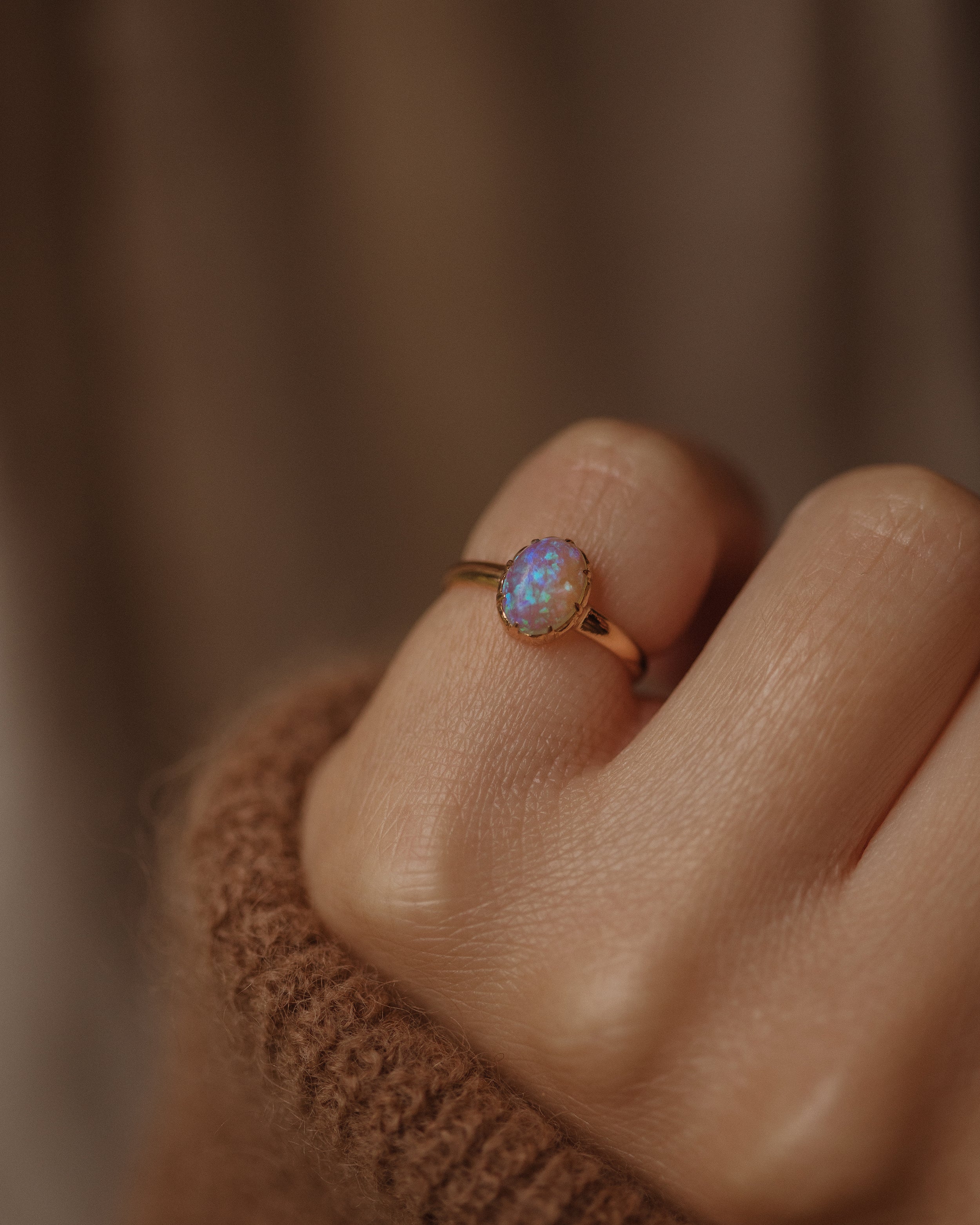 Image of Helga Antique 18ct Gold Opal Solitaire Ring