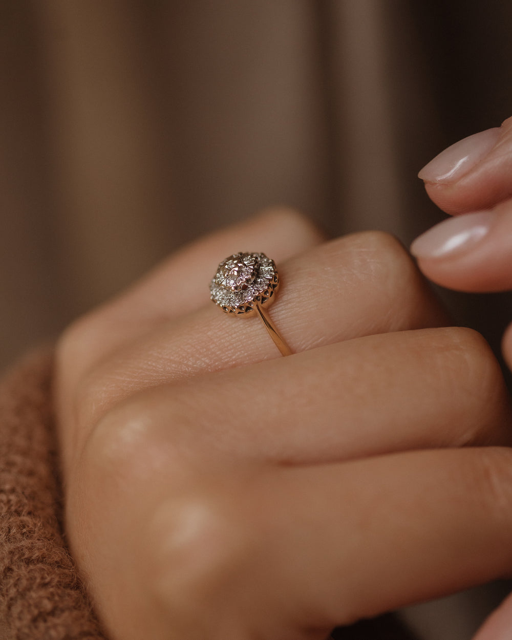 Lillis 1988 Vintage 9ct Gold Diamond Cluster Ring