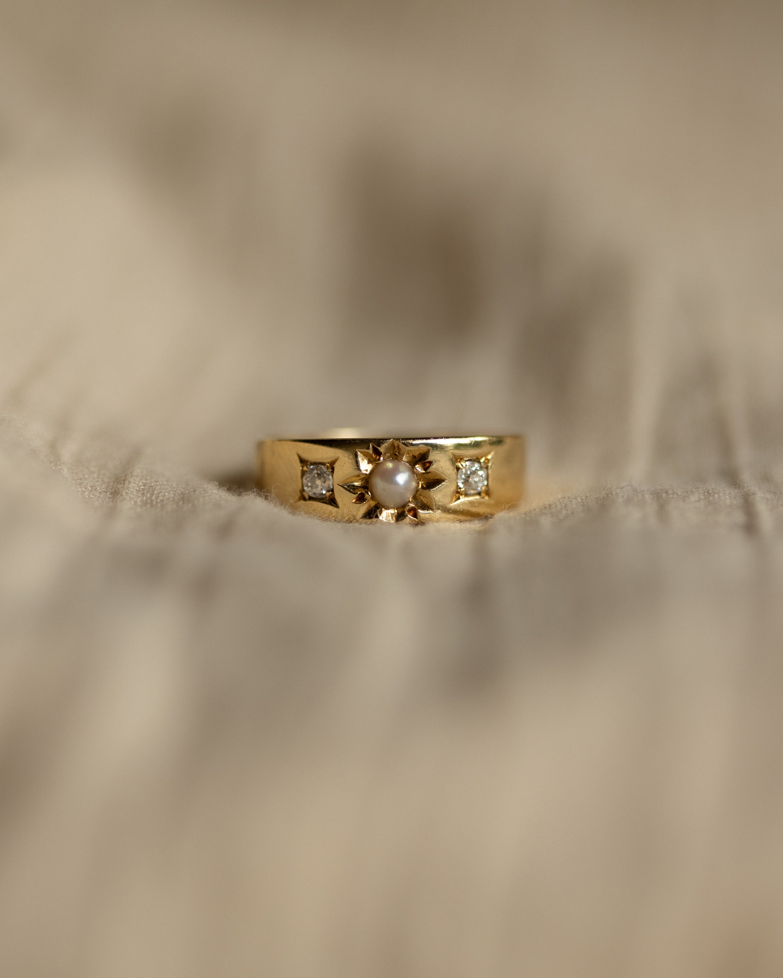 Image of Francine 1888 Antique 18ct Gold Pearl & Diamond Ring