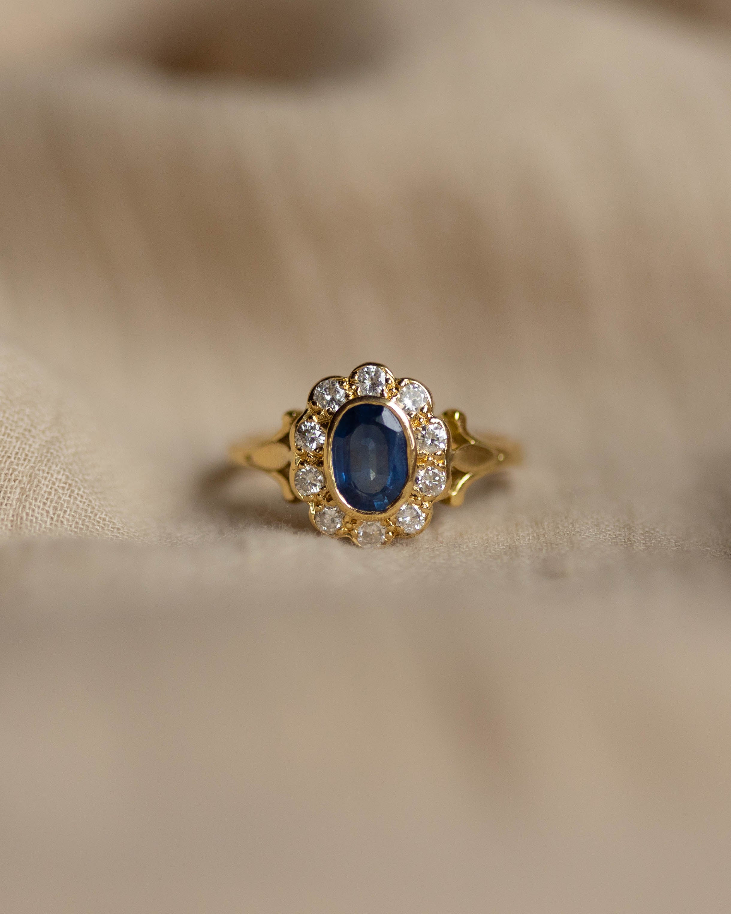 Image of Virginie 1995 Vintage 18ct Gold Sapphire & Diamond Cluster Ring