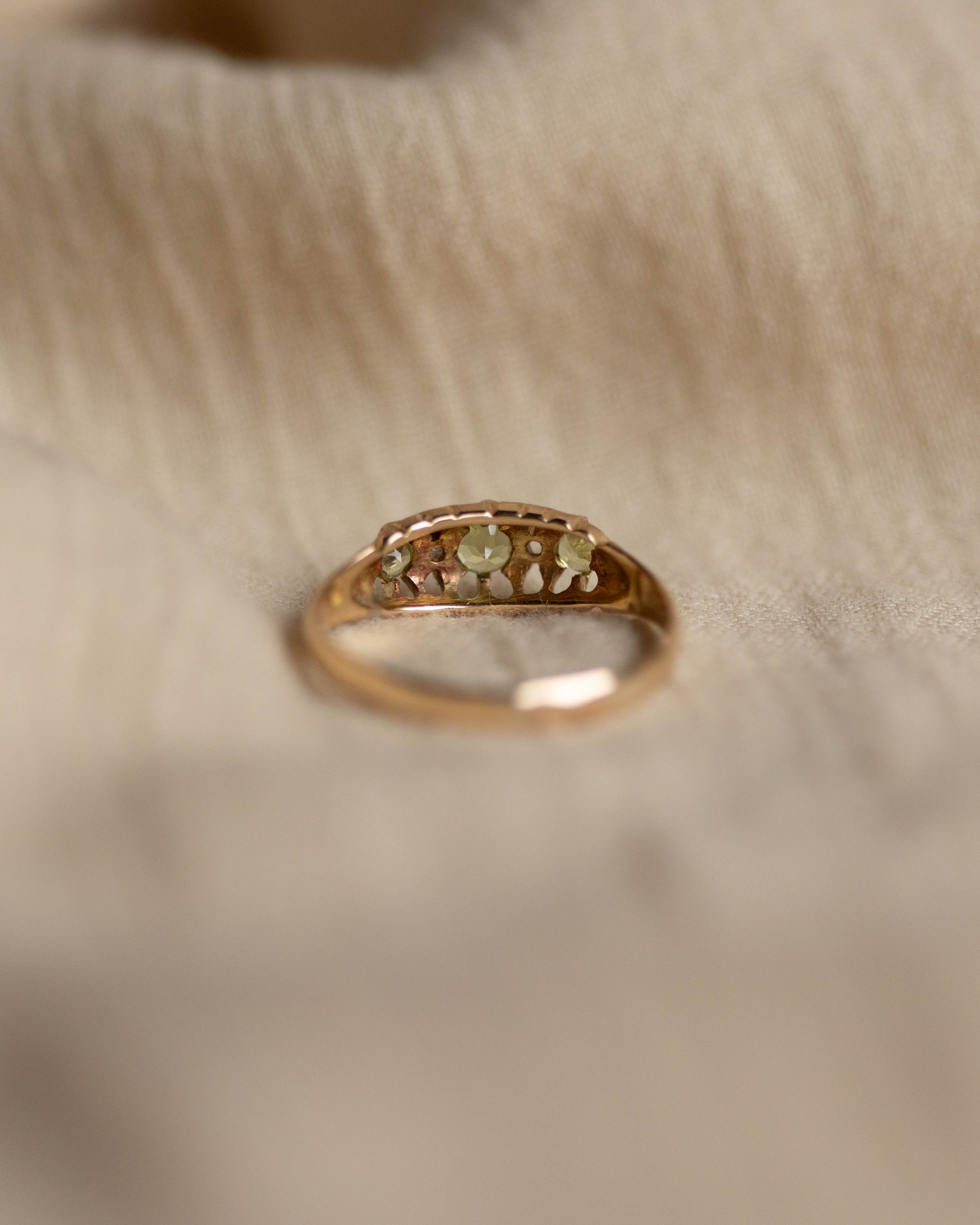 Jacinta 1909 Antique 18ct Gold Peridot & Diamond Five Stone Ring