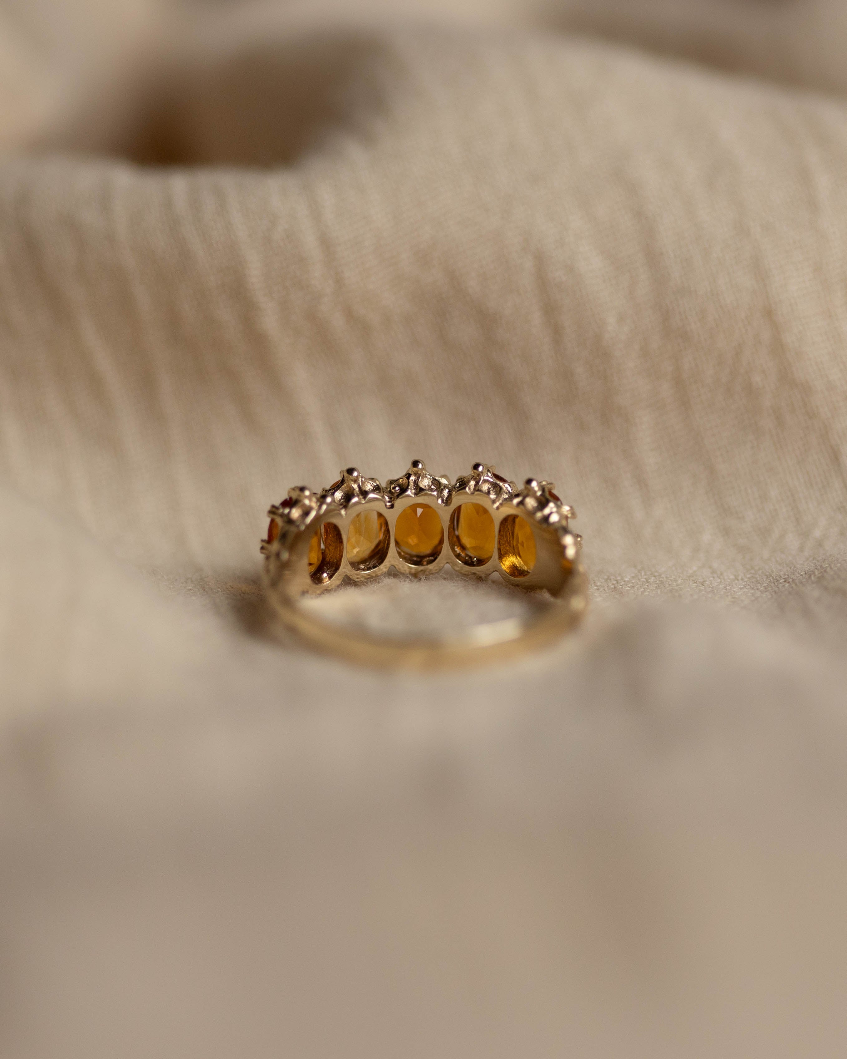 Iris 1994 Vintage 9ct Gold Citrine Five Stone Ring
