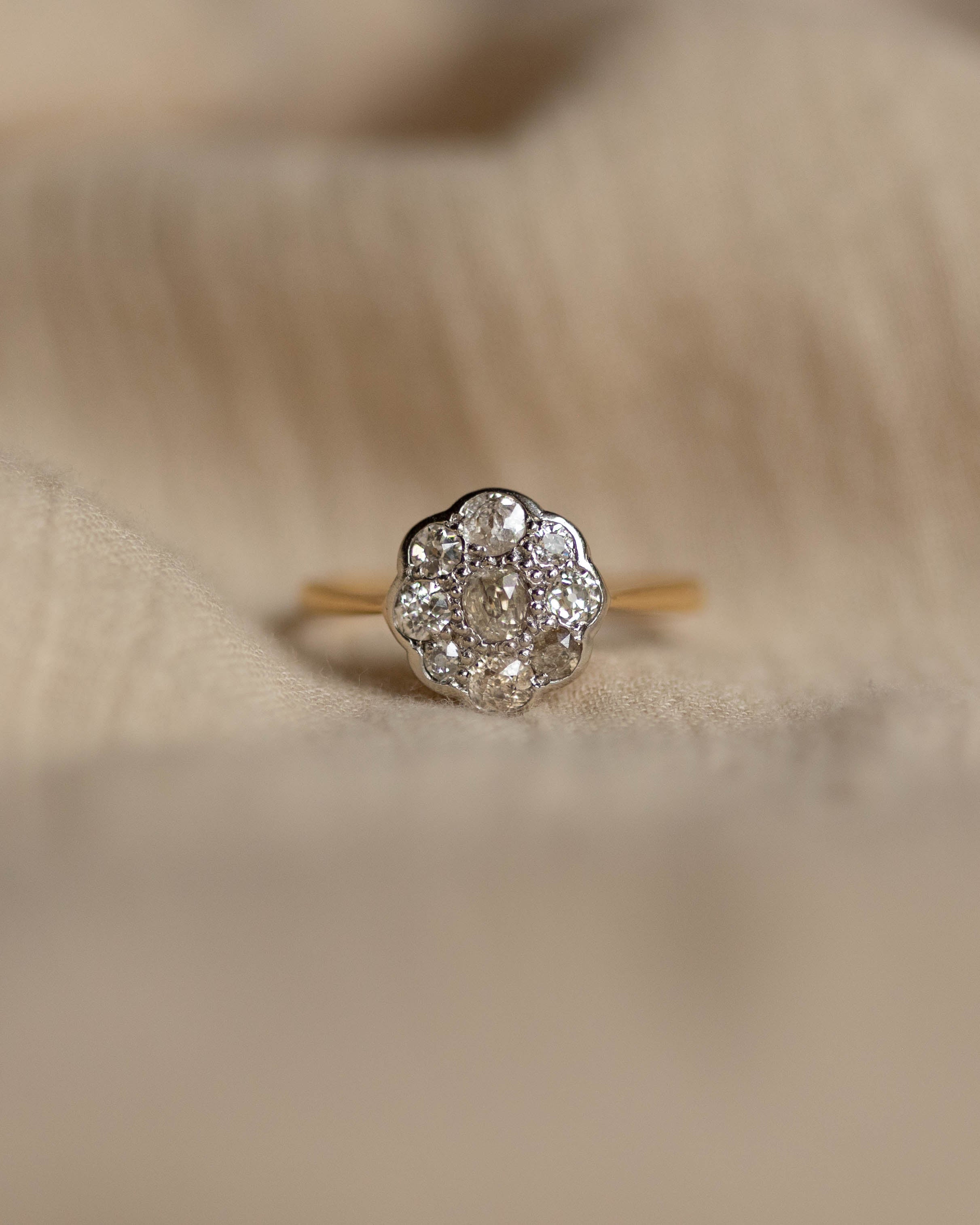 Anouk Antique 18ct Gold Diamond Daisy Cluster Ring