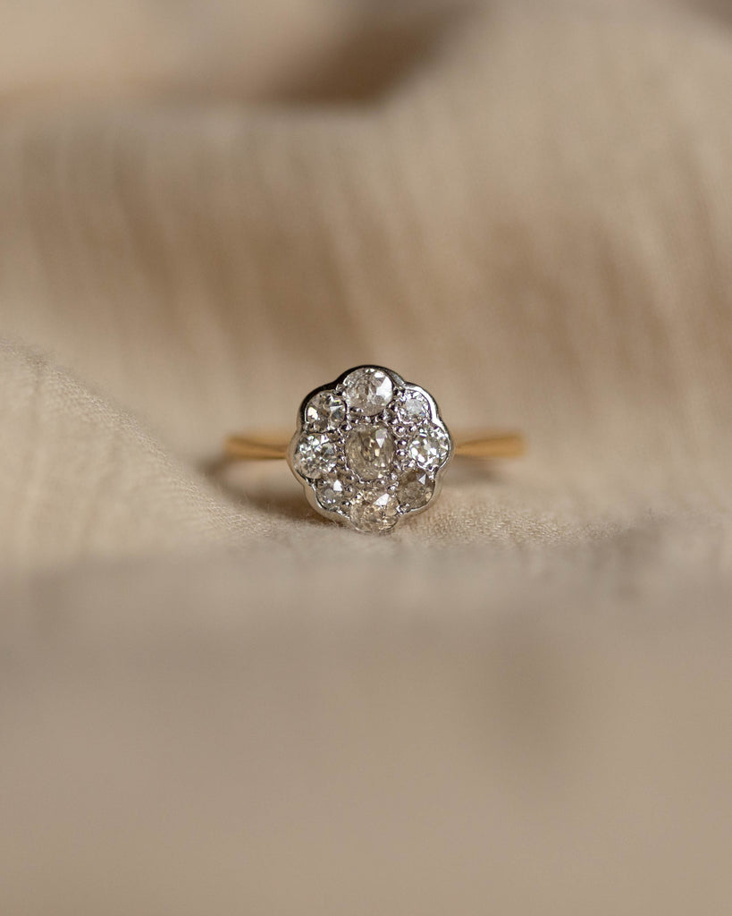 Anouk Antique 18ct Gold Diamond Daisy Cluster Ring