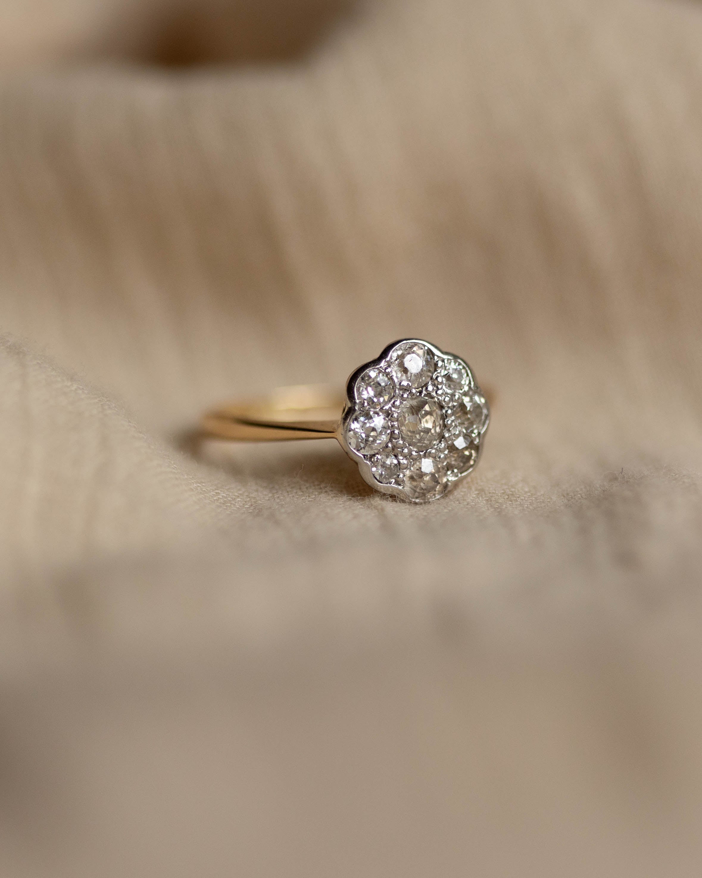 Anouk Antique 18ct Gold Diamond Daisy Cluster Ring