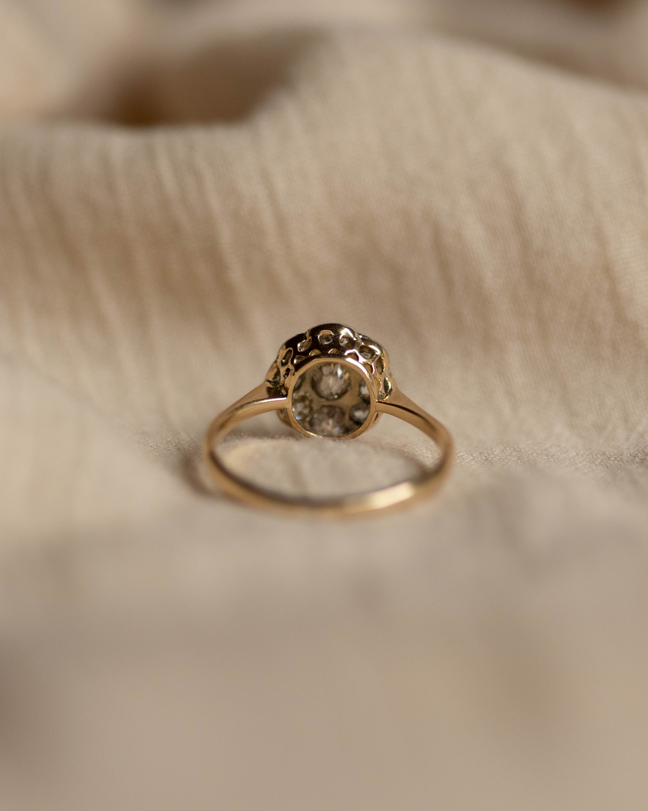 Anouk Antique 18ct Gold Diamond Daisy Cluster Ring