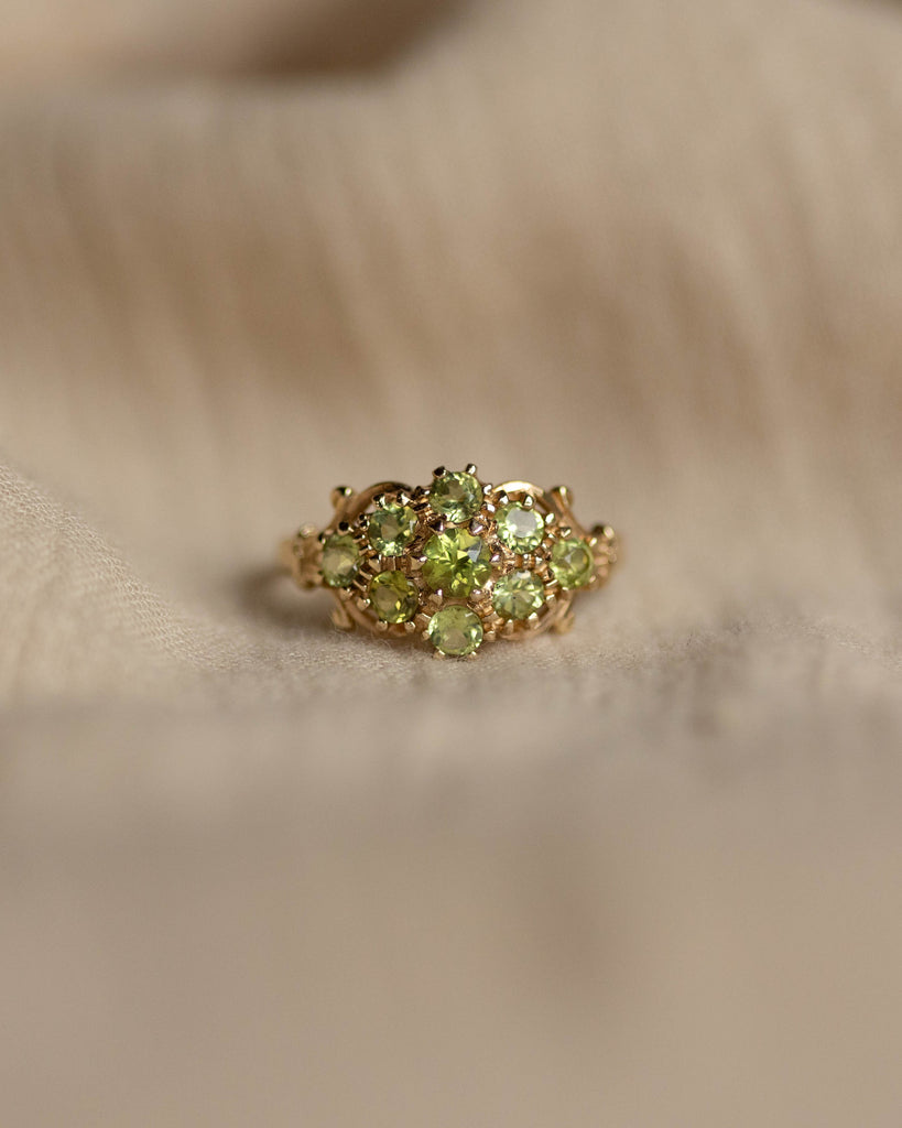 Ellen 1992 Vintage 9ct Gold Peridot Cluster Ring